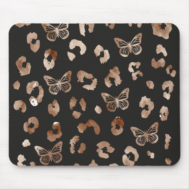Butterfly Leopard Black Mouse Pad Musmatta (Framsidan)