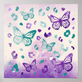 Butterfly Leopard White Mönster Poster