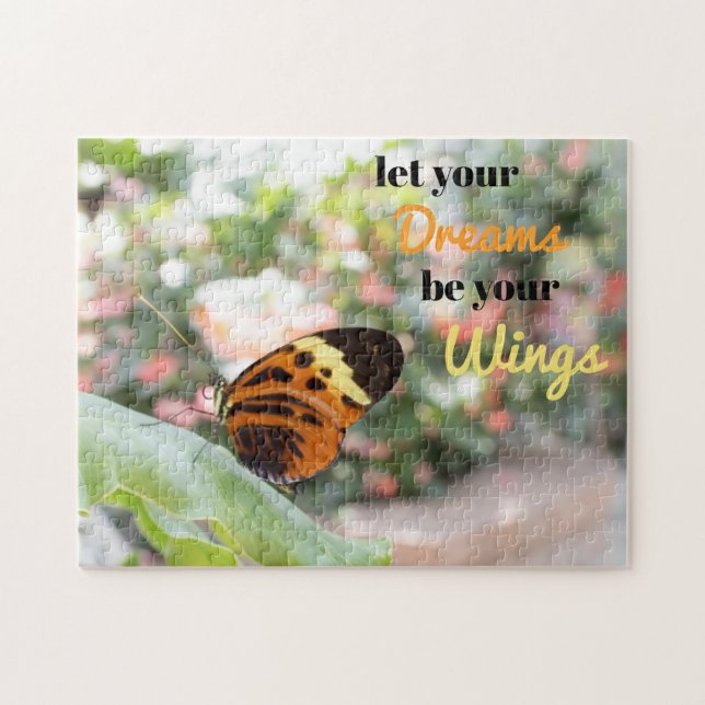 Butterfly "Let your Dreams" Citat Jigszawa Puzzle Pussel (Horisontell)
