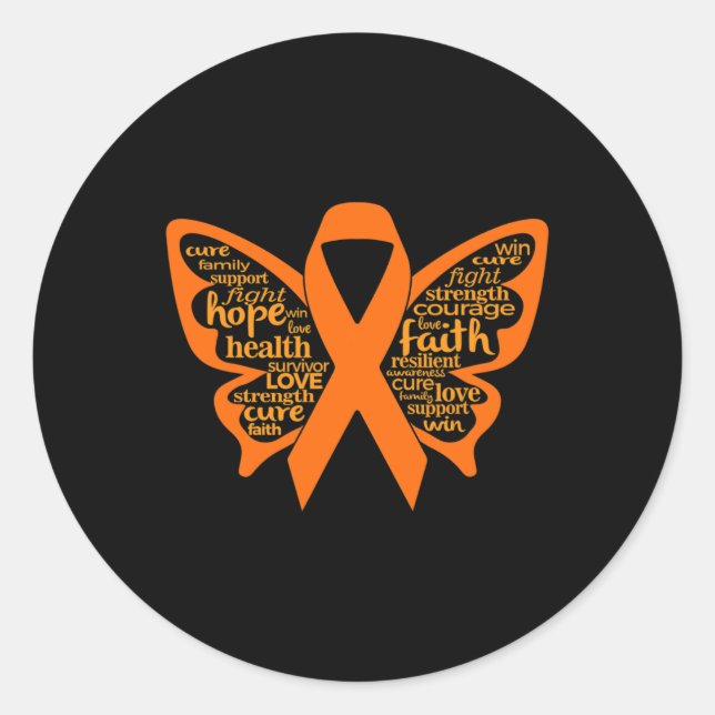 Butterfly Leukemia Awareness Runt Klistermärke (Framsida)