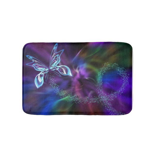 Butterfly Lila Abstrakt Bath Mat Badrumsmatta (Framsidan)
