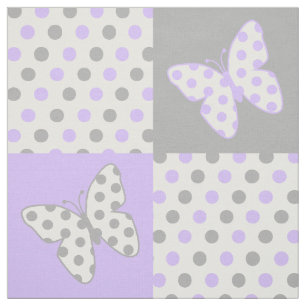 Butterfly Lila Grått Polka dots Tyg