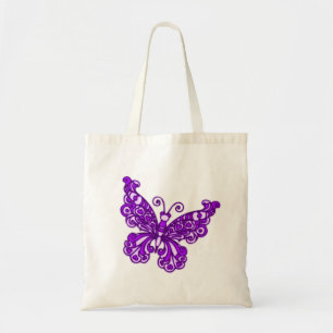 Butterfly lila & kräm tobag tygkasse