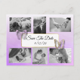 Butterfly Lila Photo Save Date Postcard Meddelande Vykort
