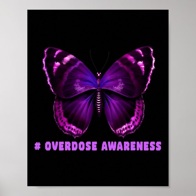 Butterfly Lila Ribbon Overdose Awareness Design Poster (Framsidan)