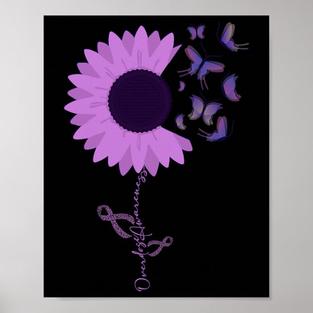 Butterfly Lila Ribbon Solros Poster (Framsidan)
