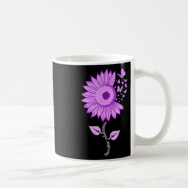 Butterfly Lila Ribbon Solrosöverdosering Awarene Kaffemugg (Höger)