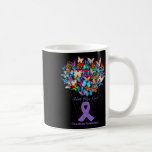 Butterfly Lila Ribbon Solrosöverdosering Awarene Kaffemugg<br><div class="desc">Butterfly Lila Ribbon Solrosöverdosering Månad för medvetandegörande om överdosering</div>
