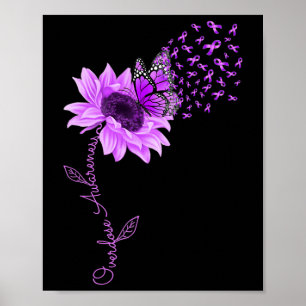 Butterfly Lila Ribbon Solrosöverdosering Awarene Poster