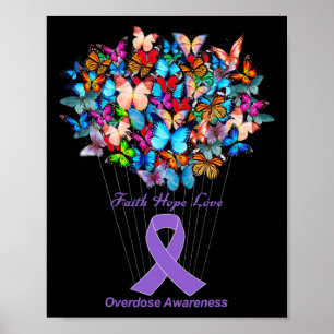 Butterfly Lila Ribbon Solrosöverdosering Awarene Poster
