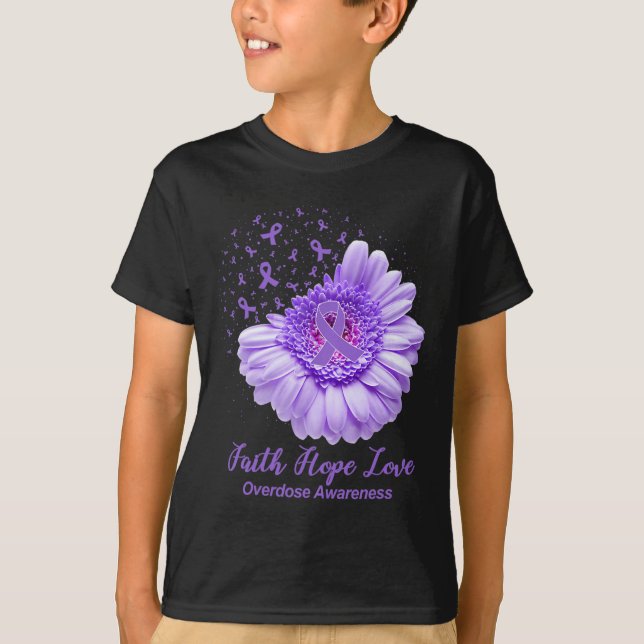 Butterfly Lila Ribbon Solrosöverdosering Awarene T Shirt (Framsida)