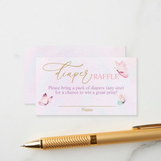 Butterfly Lila Rosa Diaper Raffle Tilläggskort (Fram/Back In Situ)