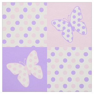 Butterfly Lila Rosa Polka dots Tyg