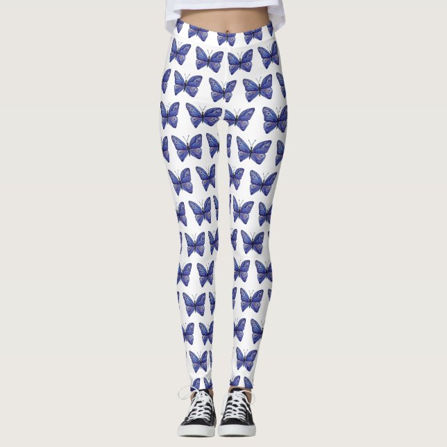 Butterfly Lila Watercolor Butterfly Art Leggings (Framsida)