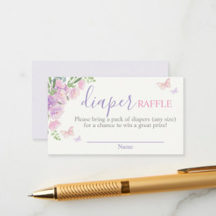 Butterfly lilach Rosa Diaper Raffle Tilläggskort