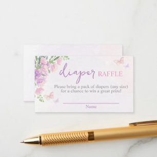 Butterfly lilach Rosa Diaper Raffle Tilläggskort