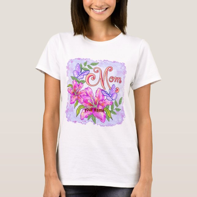 Butterfly Lily Mamma T Shirt (Framsida)