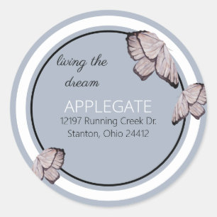 Butterfly Living Dream Blue Adress Runt Klistermärke