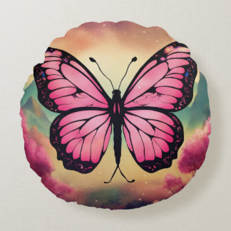 Butterfly Logo Round Throw Pillow Rund Kudde