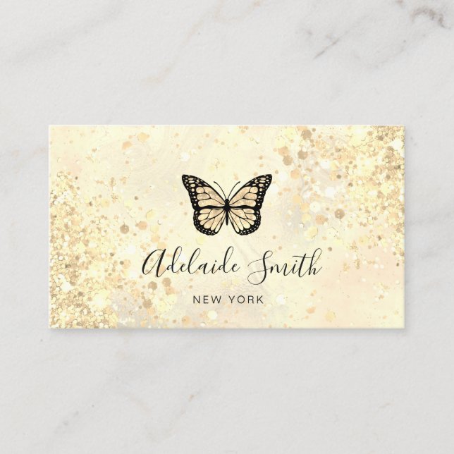 butterfly logotyp chunky glitter visitkort (Framsida)