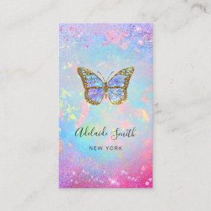 Butterfly logotyp faux chunky glitter affärskort visitkort