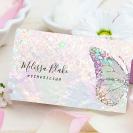 Butterfly logotyp faux pastel glitter affärskort visitkort