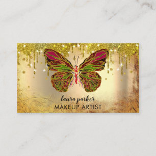 Butterfly Logotyp Guld - Drickar Girly Modern Rain Visitkort