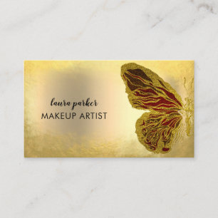 Butterfly Logotyp Guld Glitter Girly Modern Busine Visitkort
