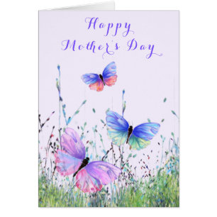Butterfly Lycklig Mors dag Card - Anpassade OBS Kort