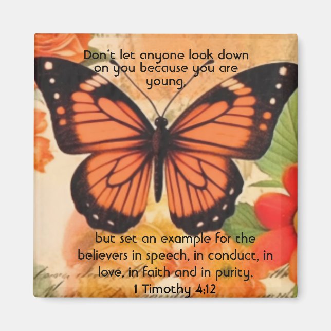 Butterfly Magnet 1 Timothy 4:12 (Framsidan)