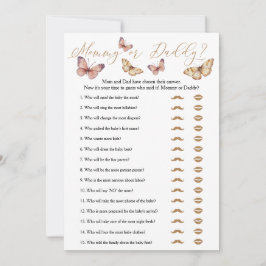 Butterfly Mamma eller Baby Shower Game Card Inbjudningar