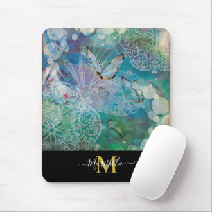 Butterfly Mandala Personalize Monogram Mouse Pad Musmatta