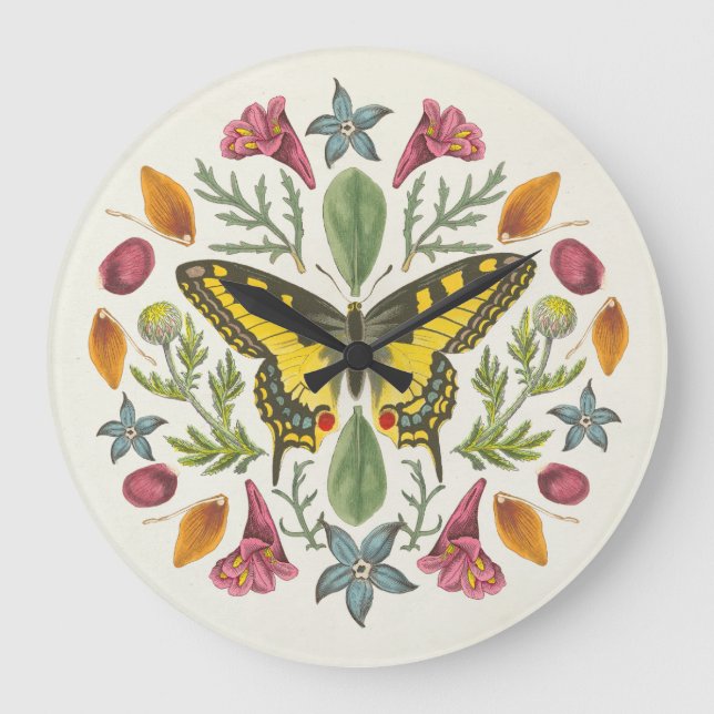Butterfly Mandala Stor Klocka (Framsida)
