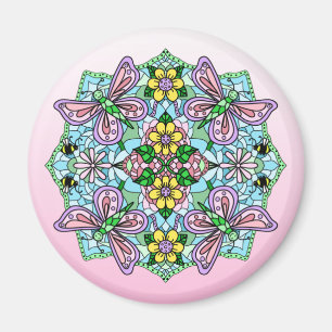 Butterfly Mandala Whimsical Hand plockade Magnet