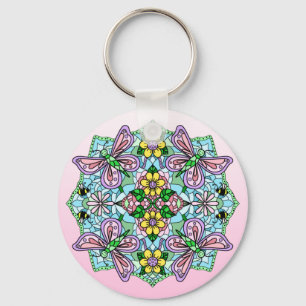 Butterfly Mandala Whimsical Hand plockade Nyckelring