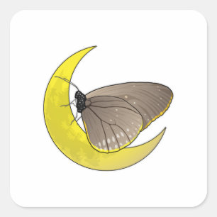 Butterfly Måne Fyrkantigt Klistermärke