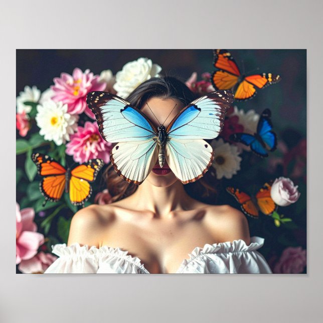 Butterfly Mask med omgivande Blommigt Poster (Framsidan)