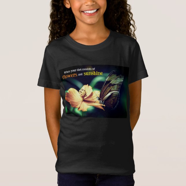Butterfly matande på blomma t shirt (Framsida)