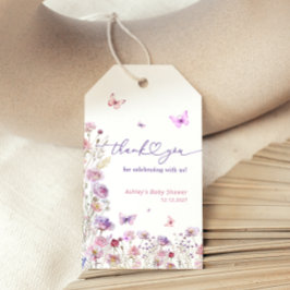 Butterfly Meadow WildblommBaby Shower Tack Presentetikett