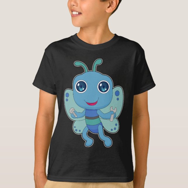 Butterfly Mechanic Wrench T Shirt (Framsida)