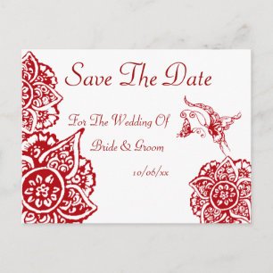 Butterfly med blomma (Henna)(Red) Meddelande Vykort