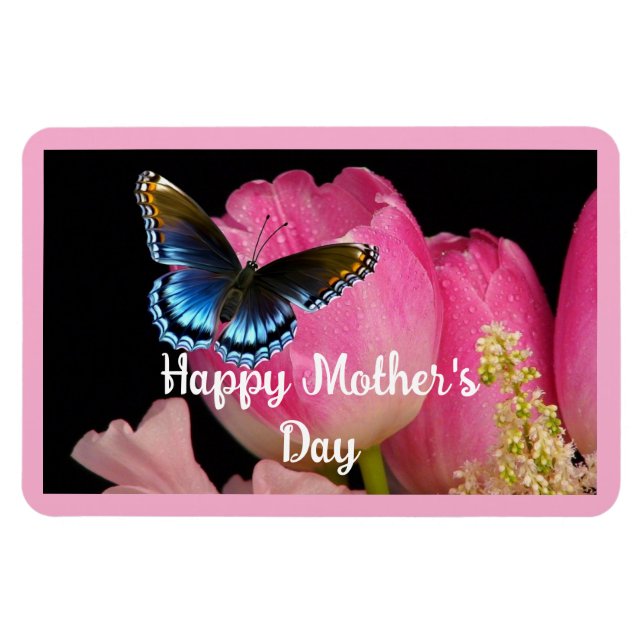 Butterfly med blommor, fotomagneot magnet (Horisontell)