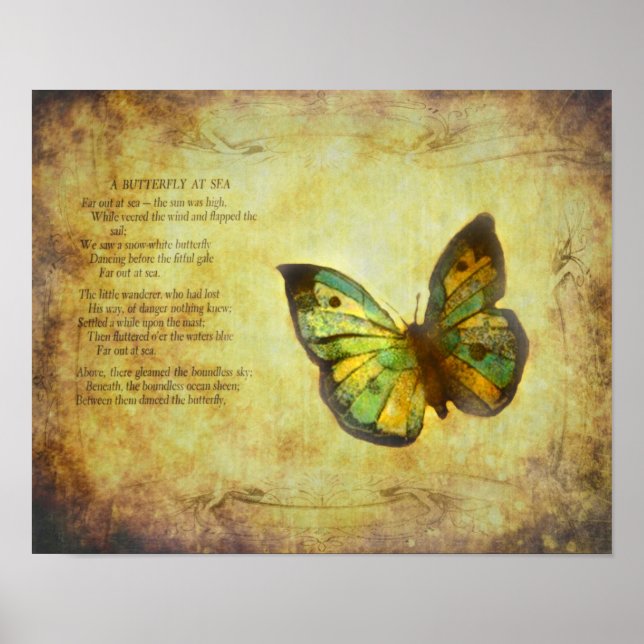Butterfly med Dikt Kanvastryck Poster (Framsidan)