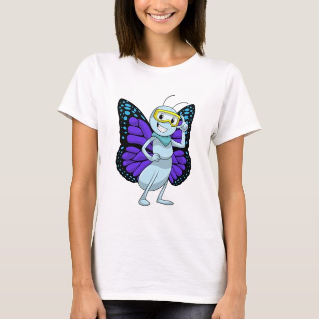 Butterfly med Goggles T Shirt (Framsida)