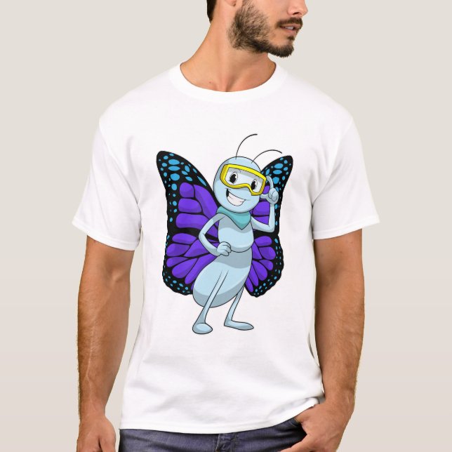 Butterfly med Goggles T Shirt (Framsida)