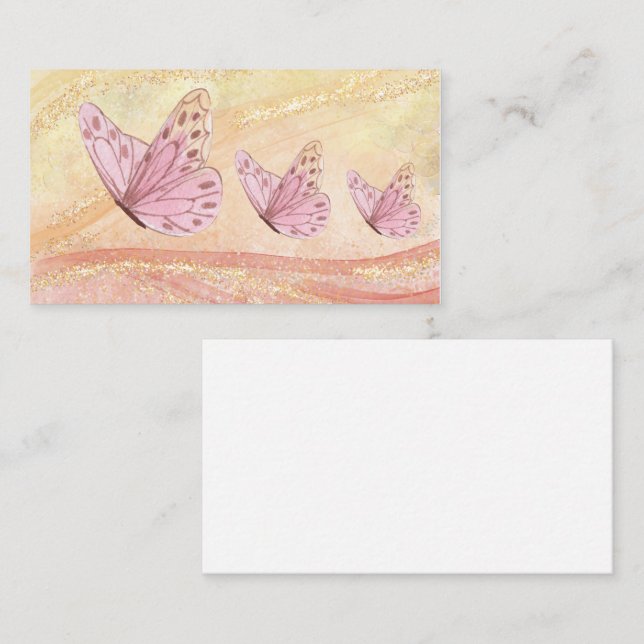 Butterfly med Golden Glitter Visitkort (Fram/baksida)