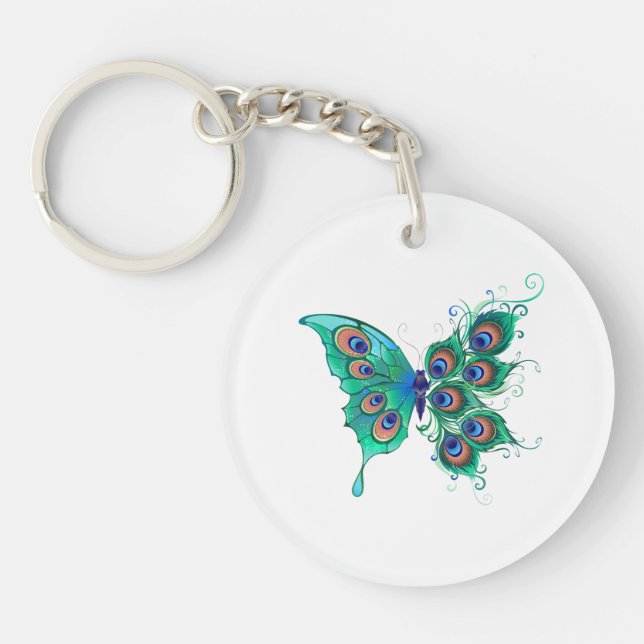 Butterfly med Grönt Peacock Feathers (Framsidan)