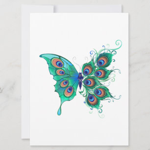 Butterfly med Grönt Peacock Feathers