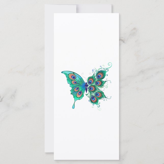 Butterfly med Grönt Peacock Feathers (Framsida)
