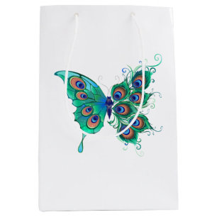 Butterfly med Grönt Peacock Feathers